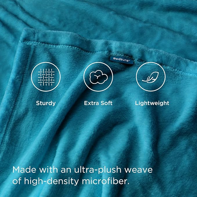 Bedsure GentleSoft Fleece Throw Blanket Teal - Image 4
