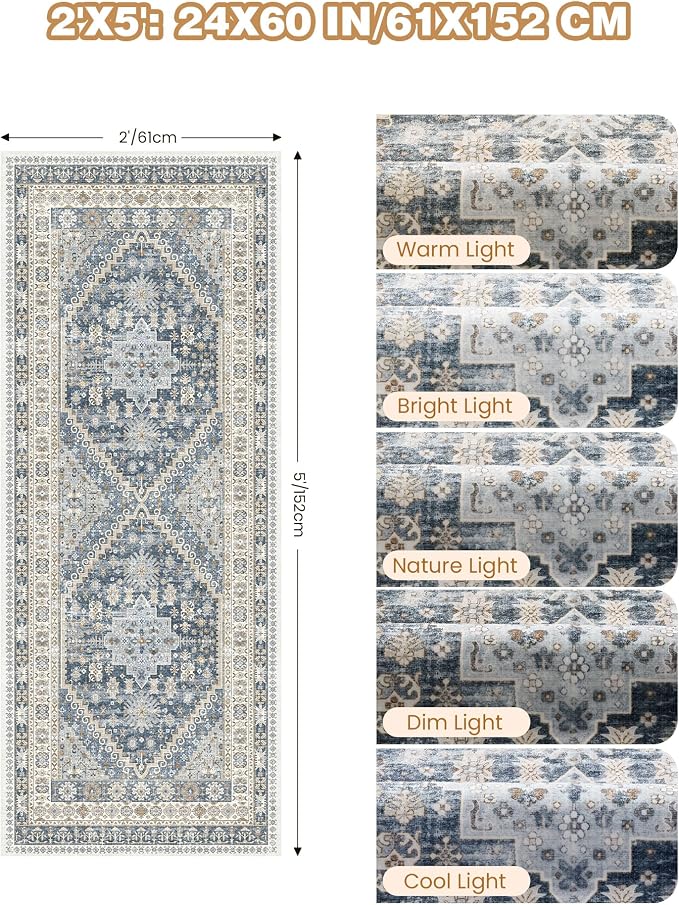 2x5 Rug Runner Washable for Entryway, Soft Bathroom Rugs - Image 2