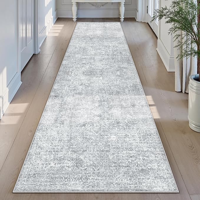 PureCozy 2x8 Runner Rug Washable Vintage Indoor Hallway Carpet Non Slip Grey by PureCozy