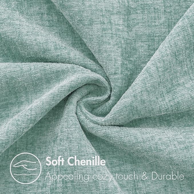 MIULEE Pack of 2 Couch Throw Pillow Covers 16x16 Inch Soft Aqua Green Chenille - Image 2
