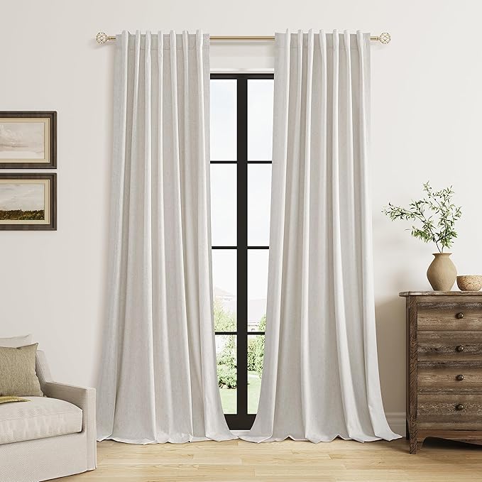 Guken 108 Inch Long Light Beige 100% Blackout Curtains by Guken