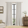 Guken Light Beige Linen 100% Blackout Curtains 96 Inches Long Floor to Ceiling by Guken