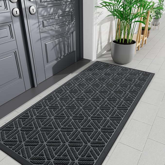 Smiry Front Door Mat Outside Entrance, Heavy Duty Sturdy Natural Rubber Doormat by Smiry