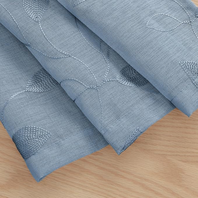 HOMEIDEAS Stone Blue Sheer Kitchen Curtains 30 X 24 Inch Length 2 Panels - Image 4
