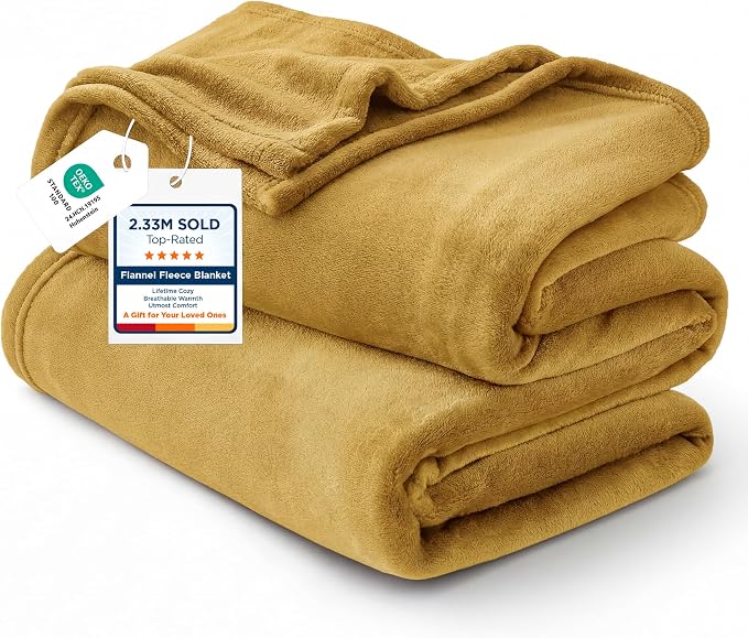 Bedsure GentleSoft Fleece Throw XL Blanket Yellow by BEDSURE
