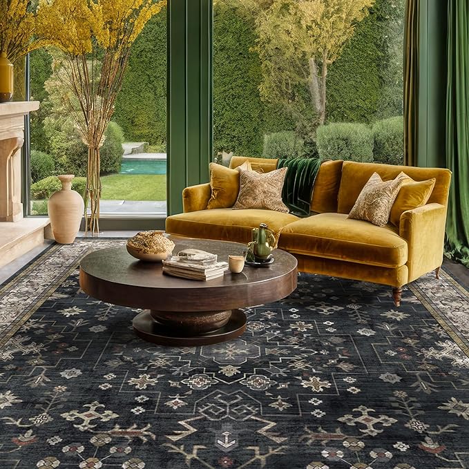 Black Farmhouse Washable 8x10 Area Rugs - Image 8