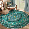 SERISSA Boho Round Area Rug, 4ft Washable Non-Slip Circle Rug, Ultra Soft by SERISSAHomeDecorCollection