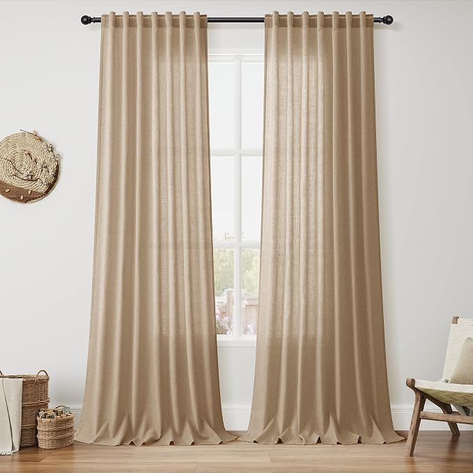 Nanspring Sand Beige Curtains 120 Inches Long by Nanspring