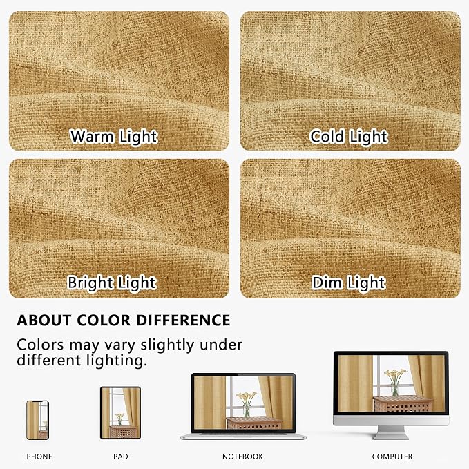 OVZME Valance for Windows, Light Filtering Faux Linen Textured Small Kitchen - Image 9