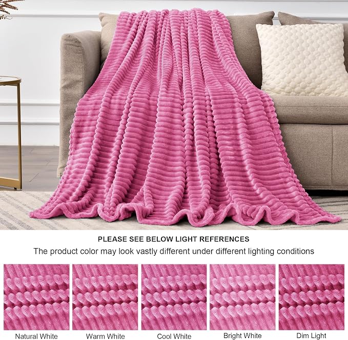 BEDELITE Fleece Throw Blanket for Couch – 3D Ribbed Jacquard Soft and Warm - Image 7