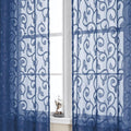 OWENIE Furman Blue Sheer Curtains 84 inches Long by OWENIE