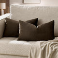 GIGIZAZA Brown Velvet Pillow Covers 12x20, Small Solid Throw Pillow Covers by GIGIZAZAFocusingonhomedecoration