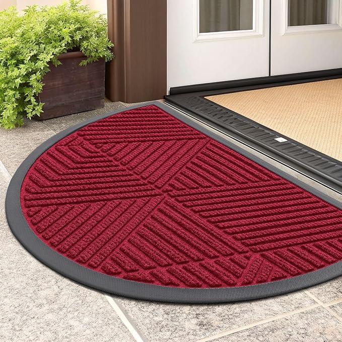 Smiry Half Circle Front Door Mat Outside Entrance, Heavy Duty Sturdy Natural by Smiry