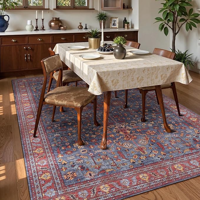 Washable Area Rug 5' x 7' Vintage Traditional Persian Mat - Image 3