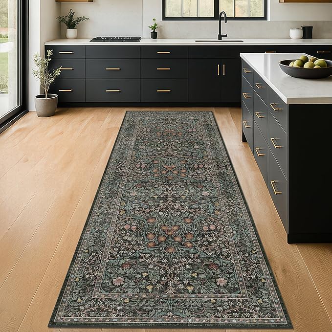 Non Slip 2x6 Kitchen Runner Rug Washable, Rubber Backed Bathroom Runner by HazoHaus