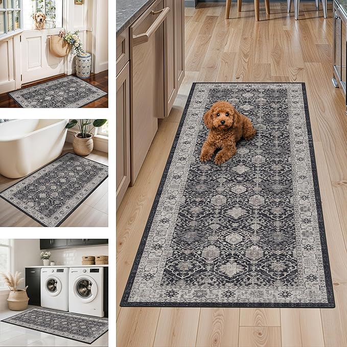 3 Pieces Kitchen Rug Sets: Farmhouse Washable Non-Slip Floor Mat - Image 3