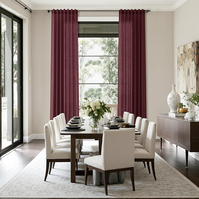 Nanspring Burgundy Linen Curtains - Image 8
