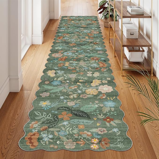 Washable 2'6x12 Hallway Runner Rug: Soft Entryway Kitchen Floral Runners Non - Image 8