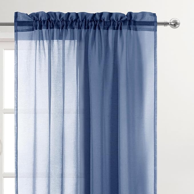 DWCN Sheer Curtains Semi Transparent Voile Rod Pocket Curtains - Image 2