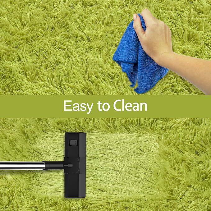 2x10 Bedside Area Rugs for Bedroom Soft Fluffy Shag Green Rug for Hallway - Image 7