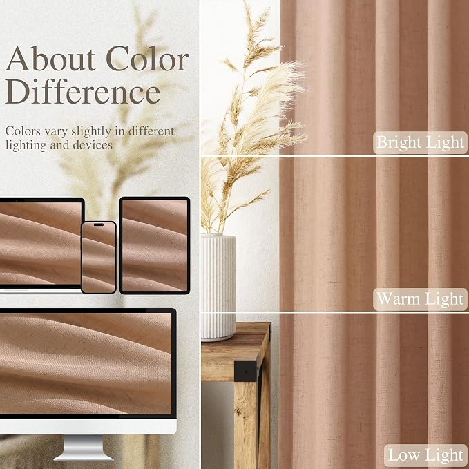 Nanspring Peach Linen Curtains 84 inches Long - Image 5