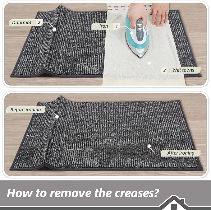 BEQHAUSE Dirt Trapper Door Mat 24"x60", Non-Slip Washable Doormat, Charcoal | - Image 9