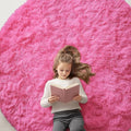 OLANLY Hot Pink Round Rugs for Bedroom by OLANLY