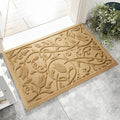 Boho Beige Floral Leaves Outdoor Indoor Entrance Doormats, Absorbent Durable by VivaNest