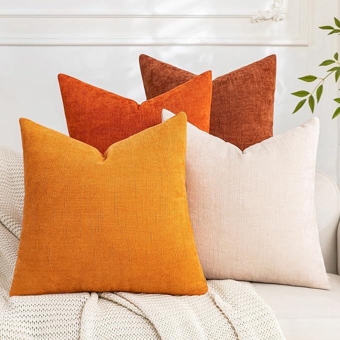 Set of 4 Soft Textured Decorative Throw Pillow Covers 20x20 Inch Cozy Farmhouse by Cozoomy