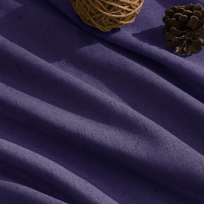 Extra Long Curtain Purple Morden Linen Blend Light Filtering Back Tab Curtains - Image 5