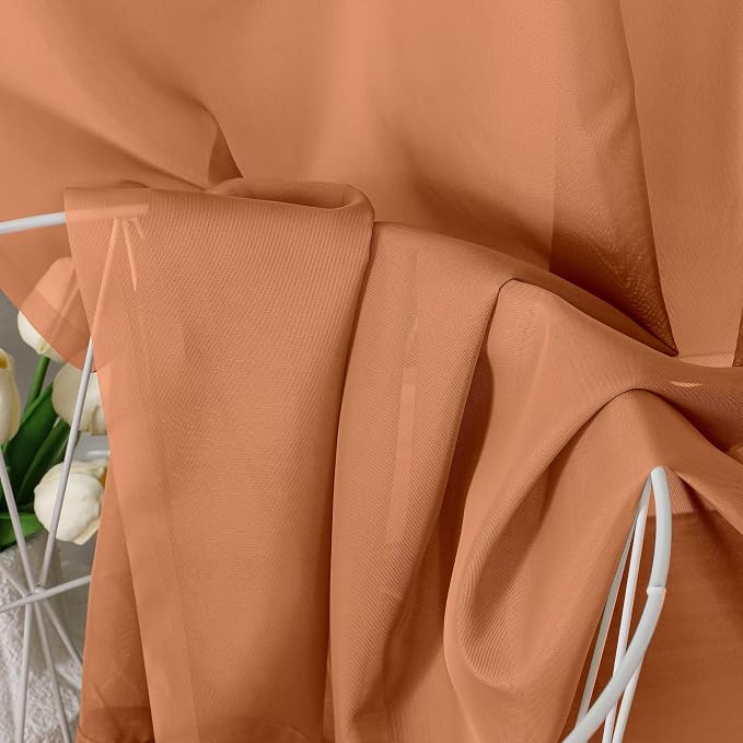 Aiyufeng Orange Sheer Curtains 54 Inch Length 2 Panels Set, Light Filtering - Image 7