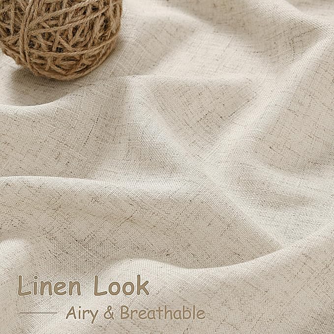 Boho Linen Curtains for Living Room 100 Inches Long Light Filtering Semi Sheer - Image 4