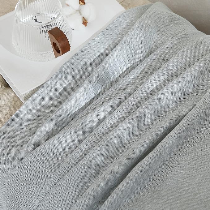 NICETOWN Light Gray Linen Sheer Curtains 108 inches Long, Rod Pocket & Back Tab - Image 7