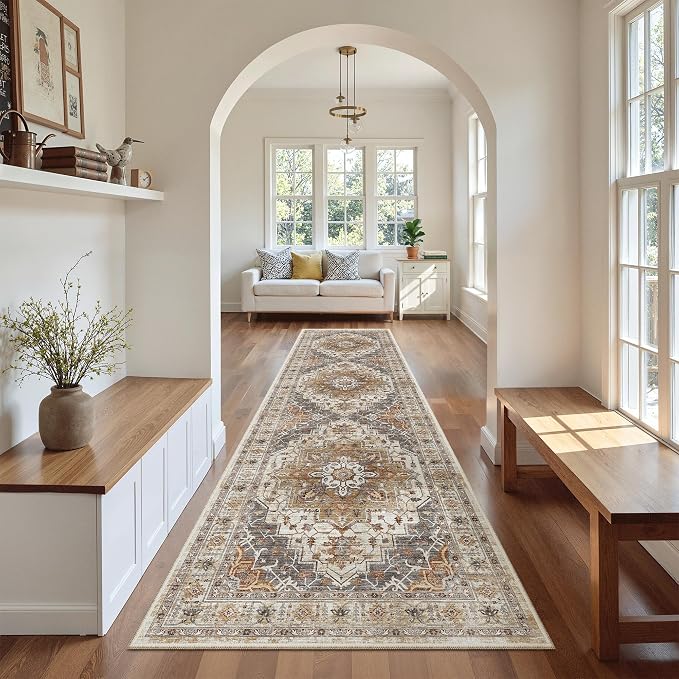 Madane Hallway Runner Rug 2'6''x10' Kitchen Runner, Non Slip Vintage Runners - Image 3
