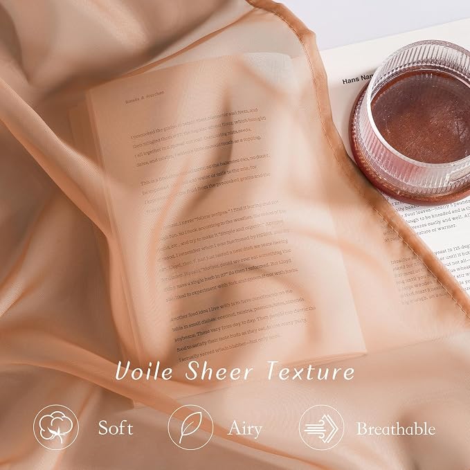 NICETOWN Voile Sheer Terracotta Curtains 96 inches Long 2 Panels Set, Grommet - Image 4