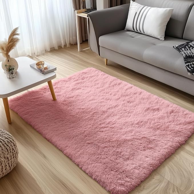 OLANLY 3x5 Machine Washable Small Bedside Rug, Soft Fluffy Shaggy Rugs - Image 3
