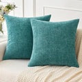 MIULEE Pack of 2 Couch Throw Pillow Covers 18x18 Inch Soft Teal Chenille Pillow by MIULEE