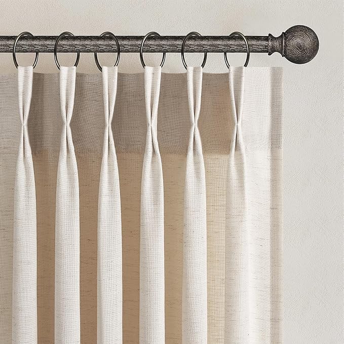 Topfinel Pinch Pleated Curtains 90 Inches Long 2 Panels Set, Ivory Beige Semi by Topfinel