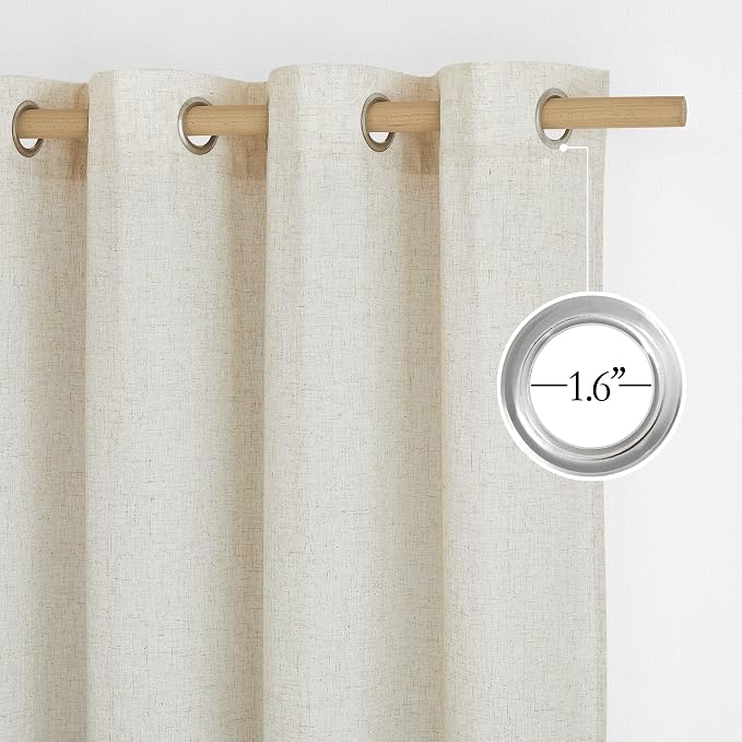 NICETOWN Thick Linen Blend Curtains Flax Textured - Image 3