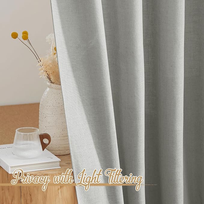 NICETOWN Linen Gray Sheer Curtains - Image 3