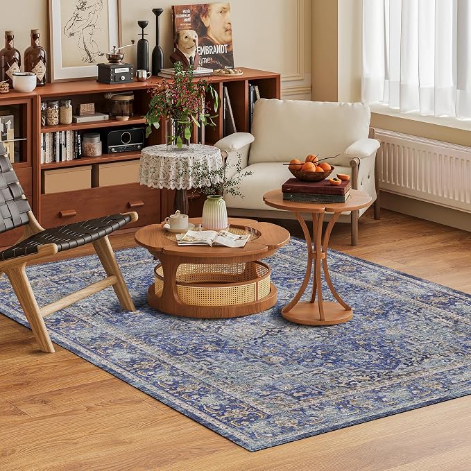 Washable Area Rug 4' x 6' Vintage Traditional Persian Mat - Image 2