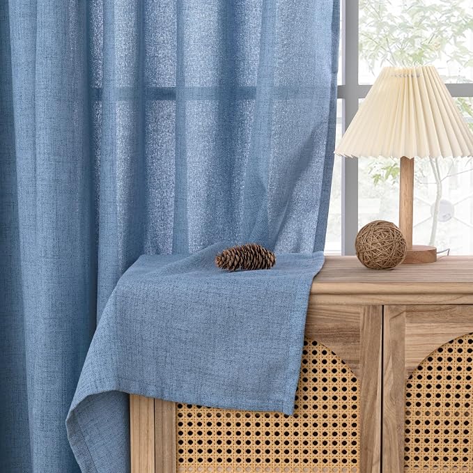 YoungsTex Denim Blue Linen Curtains 48 Inches Long - Image 7