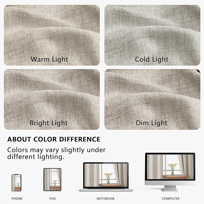 OVZME Valance for Windows, Light Filtering Faux Linen Textured Small Short - Image 9