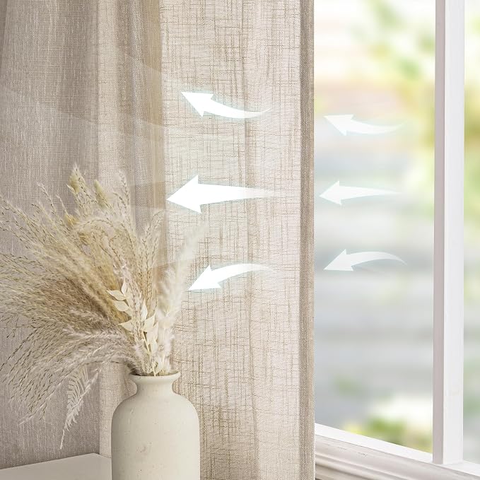 MYSKY HOME Boho Curtains Farmhouse Living Room Curtain Drapes, Light Filtering - Image 4