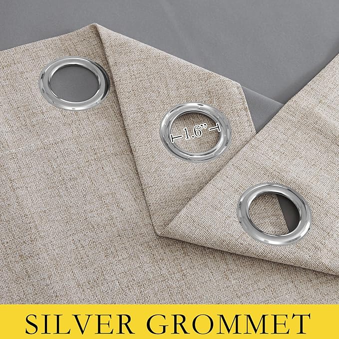 NICETOWN Oatmeal Vintage Open Linen Weave Flax Thermal Curtains, 100% Blackout - Image 7