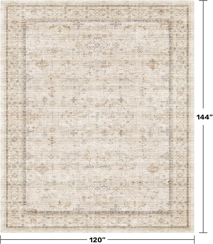 Beige Cream 10x12 Large Living Room Area Rug, Soft Neutral Carpet - Image 2