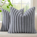 decorUhome Fall Faux Fur Throw Pillow Covers 24x24 Set of 2 Grey | Decorative by decorUhome