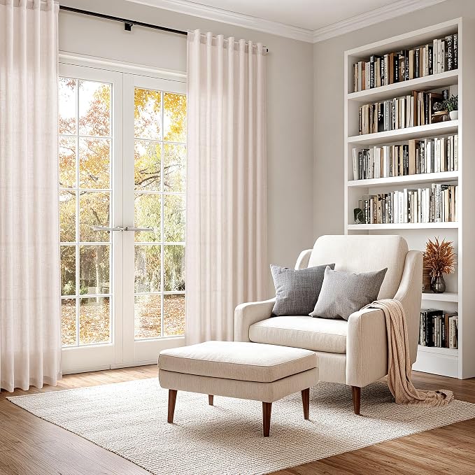 Nanspring Natural White Linen Curtains 96 Inches Long - Image 6