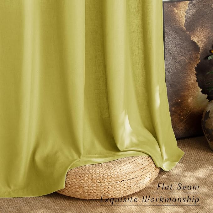 NICETOWN Bright Yellow Linen Curtains 96 inches Long, Grommet Thick Flax Light - Image 7
