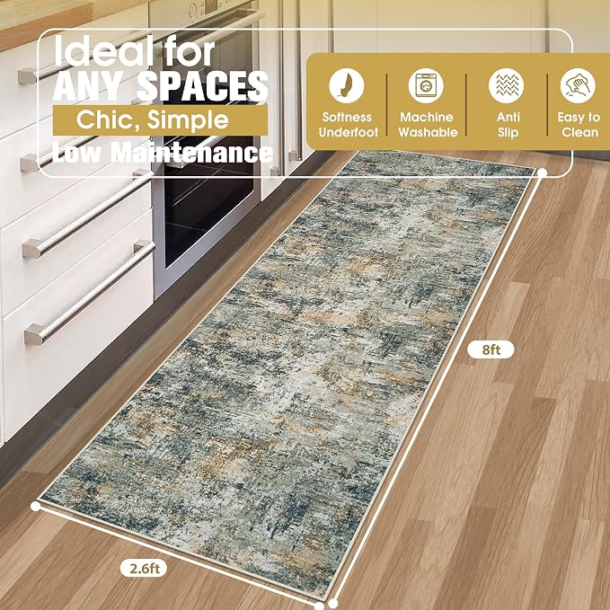 Runner Rug for Hallways Kitchen 2'6"x8' Washable Non Slip: Carpet Non Skid 8ft - Image 2